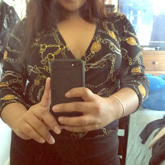 kanji Tops - Chain Bodysuit Black